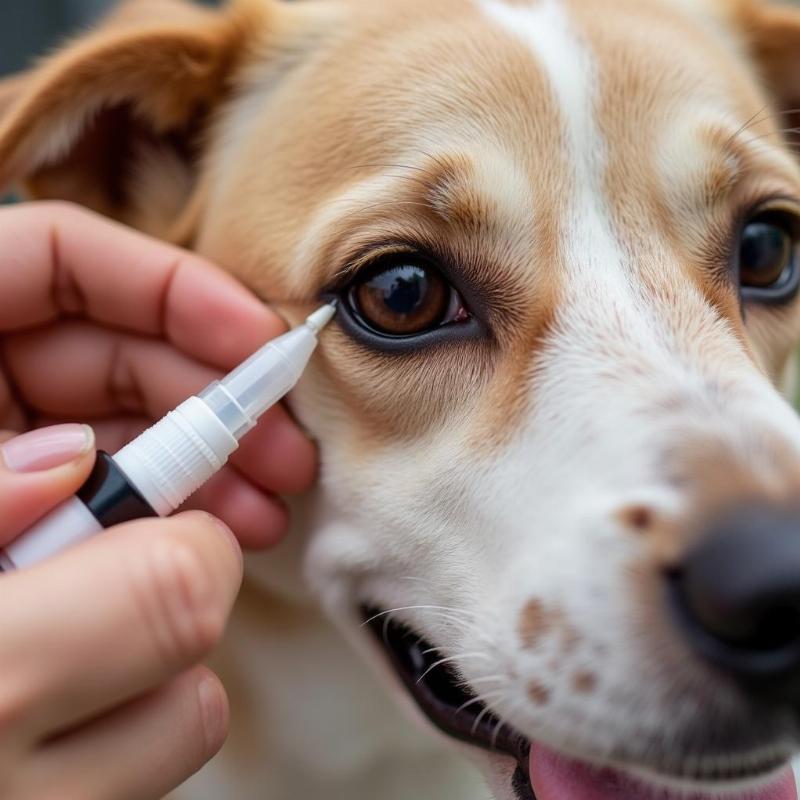 Administering Dorzolamide Eye Drops to a Dog