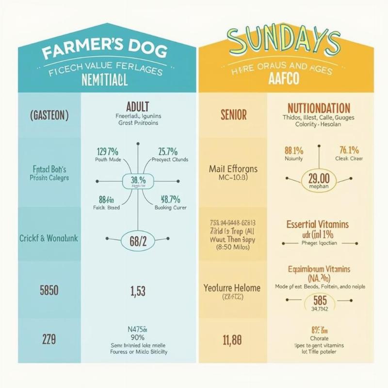 Farmer's Dog and Sundays Nutritional Comparison Chart