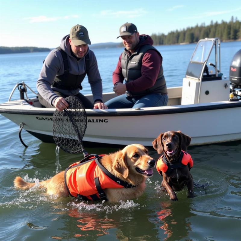 Fishing Crew Rescues Dogs from Lake