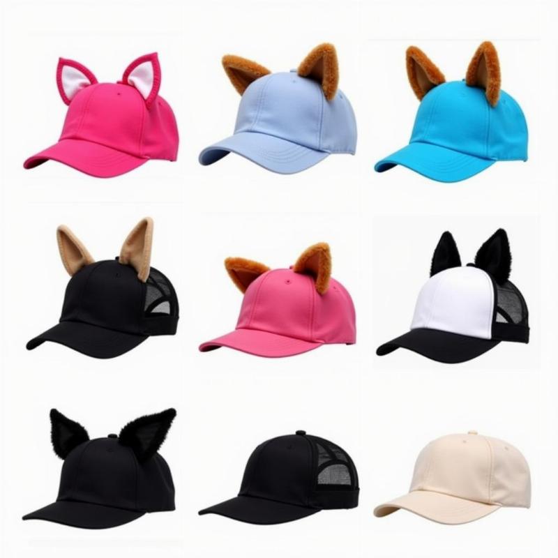 Variety of fitted hats with dog ears