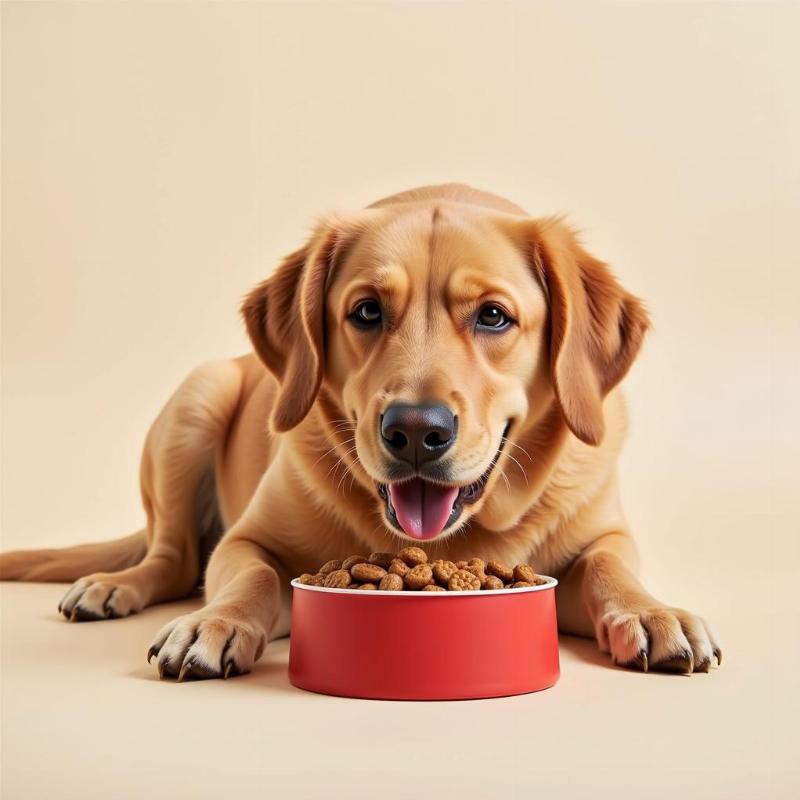 Happy dog enjoying free food samples