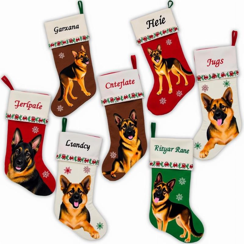 Festive German Shepherd Christmas Stocking Designs