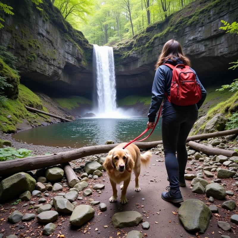 Hiking with a dog on the Glen Onoko Falls Trail