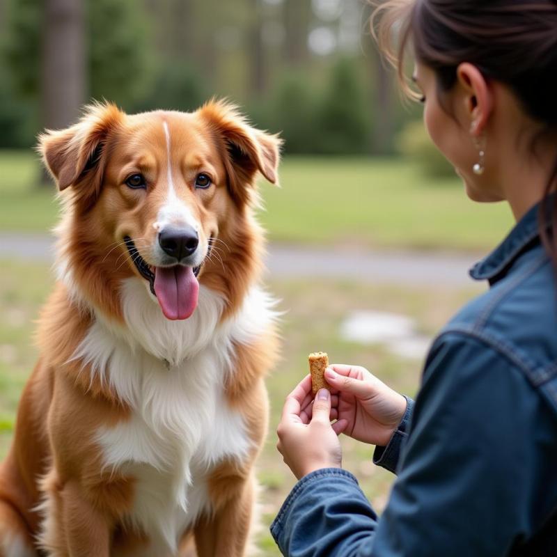 Golden Retriever Collie mix dog during training session