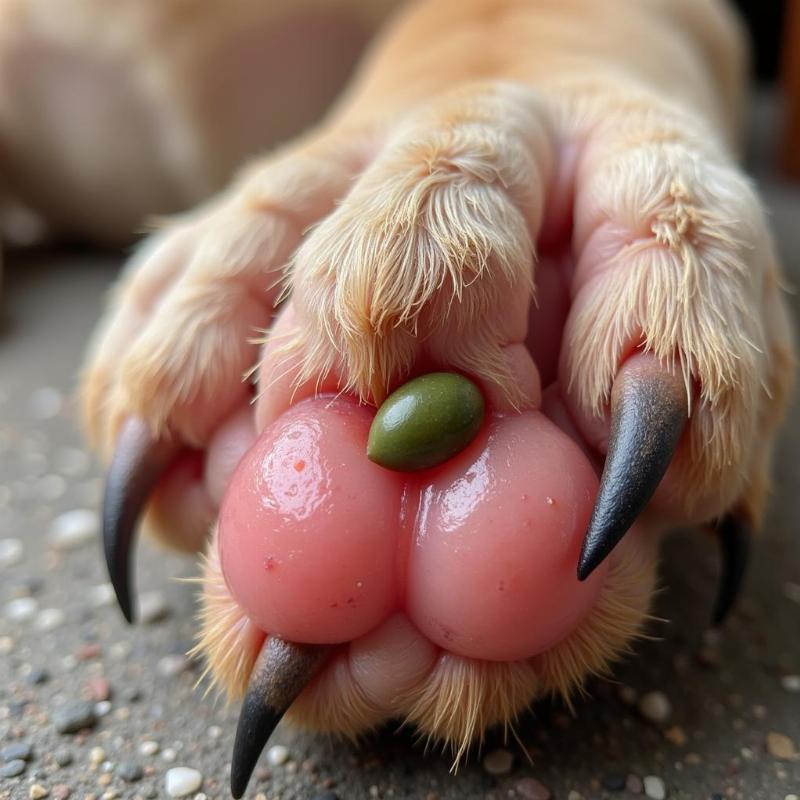 Grass seed stuck in dog's paw