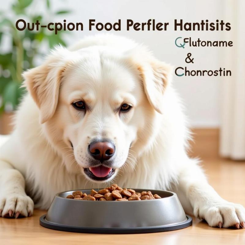 Great Pyrenees dog eating food for joint health