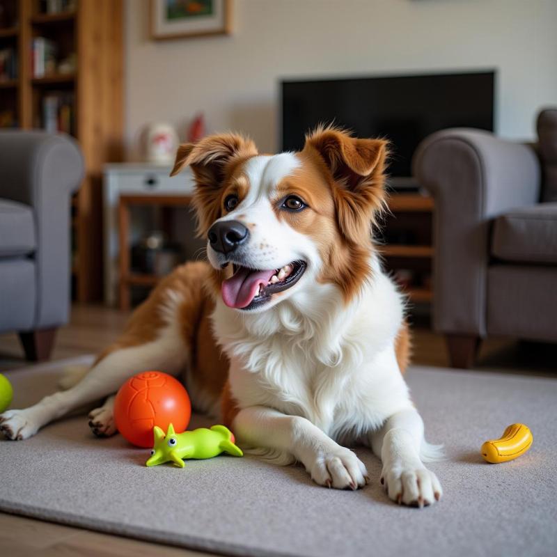 Happy dog at home