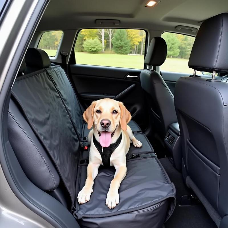 Happy Dog in Car with Cover