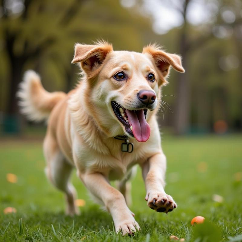 Happy Dog Playing Fetch