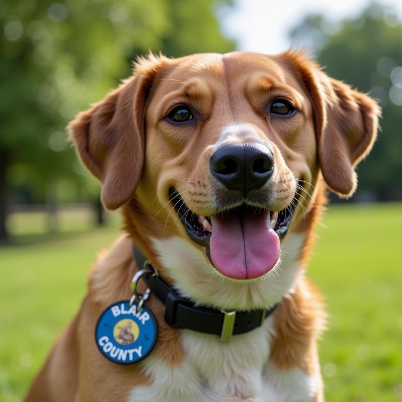 A Dog Wearing a License Tag