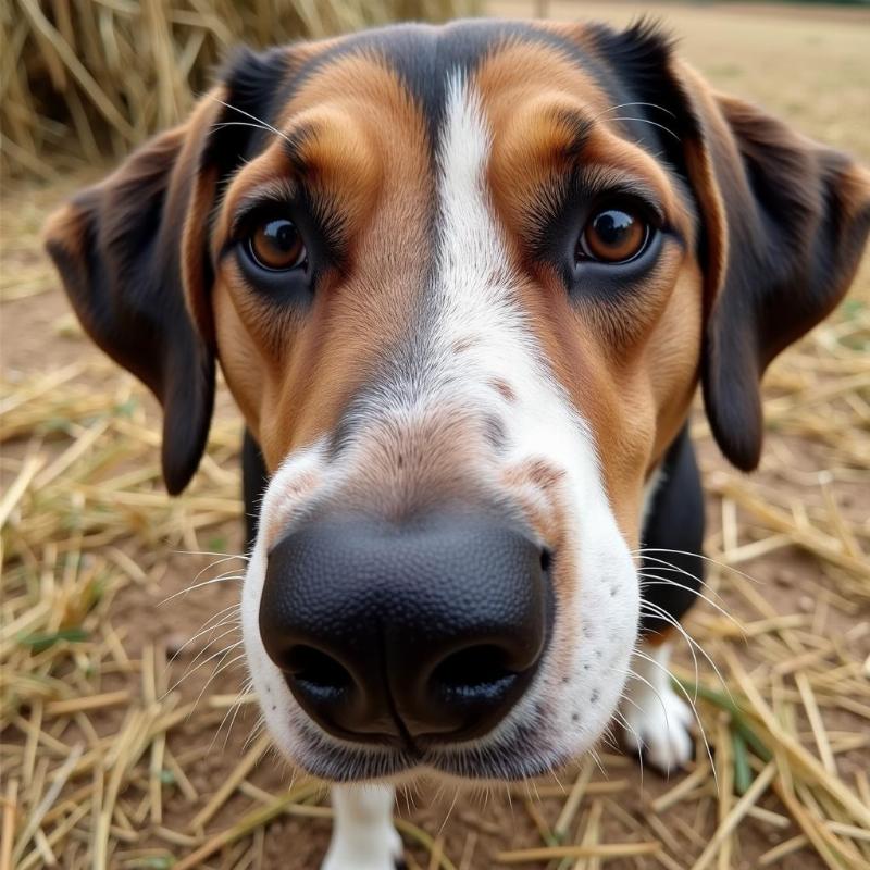 Dog Showing Allergies from Hay Bedding