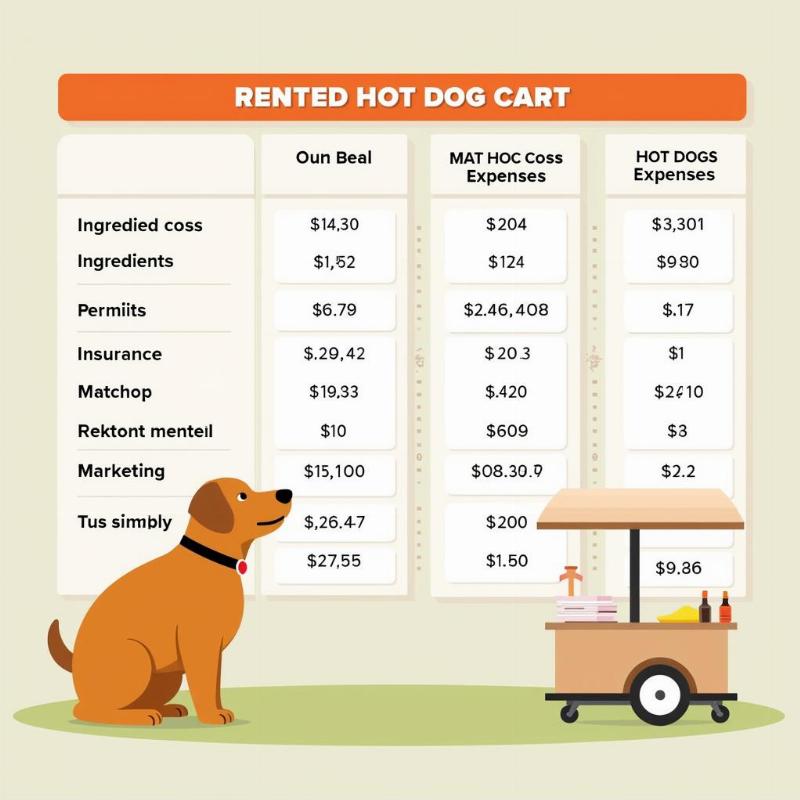 Breakdown of hot dog cart rental costs