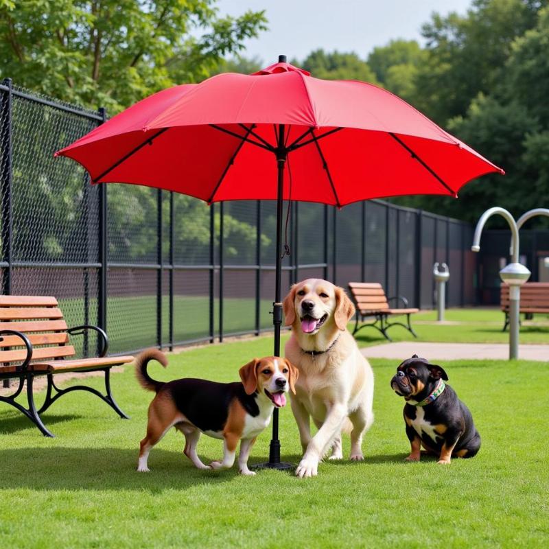 Hot Dog Cart Umbrella at Dog Park