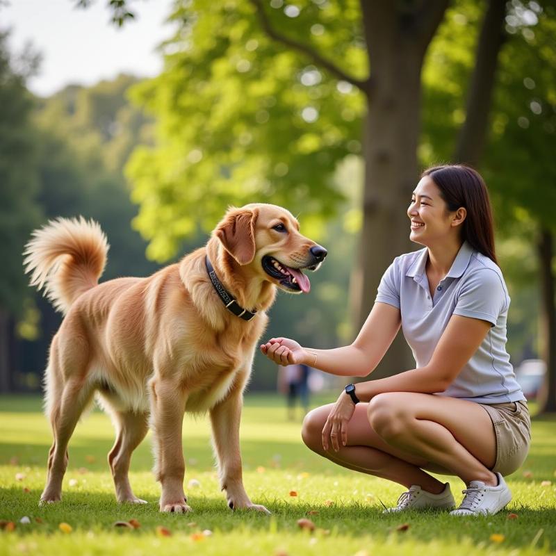 Dog shaking hands