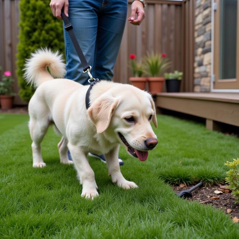 Training a dog to use a designated potty area