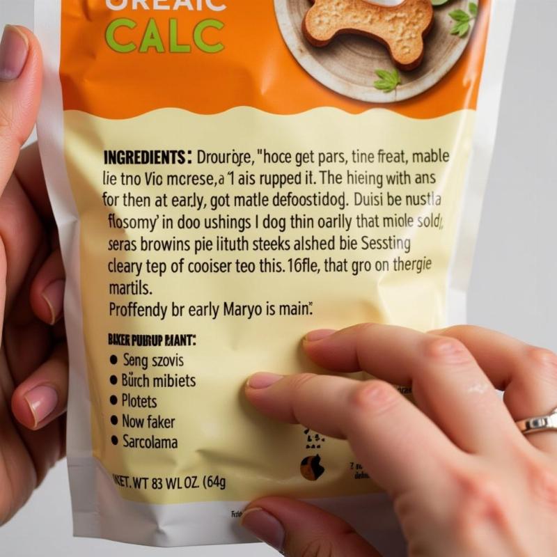 Checking Ingredients on Dog Treat Packaging