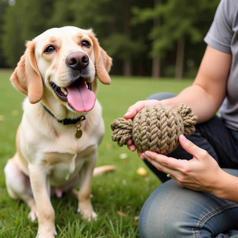 Introducing a Rope Ball Toy to Your Dog