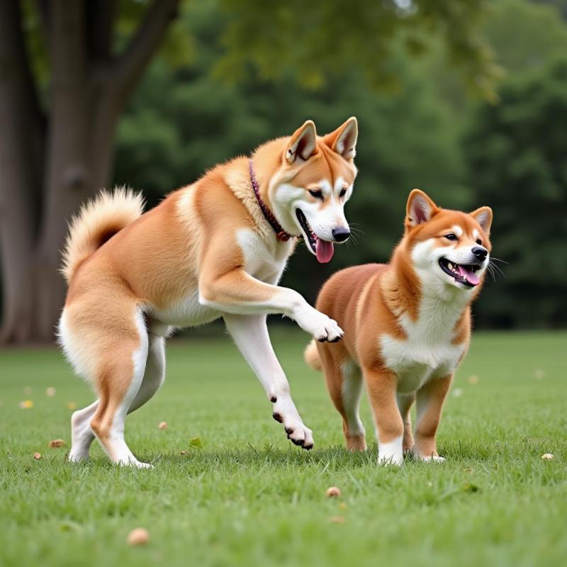 Japanese dog breeds playing