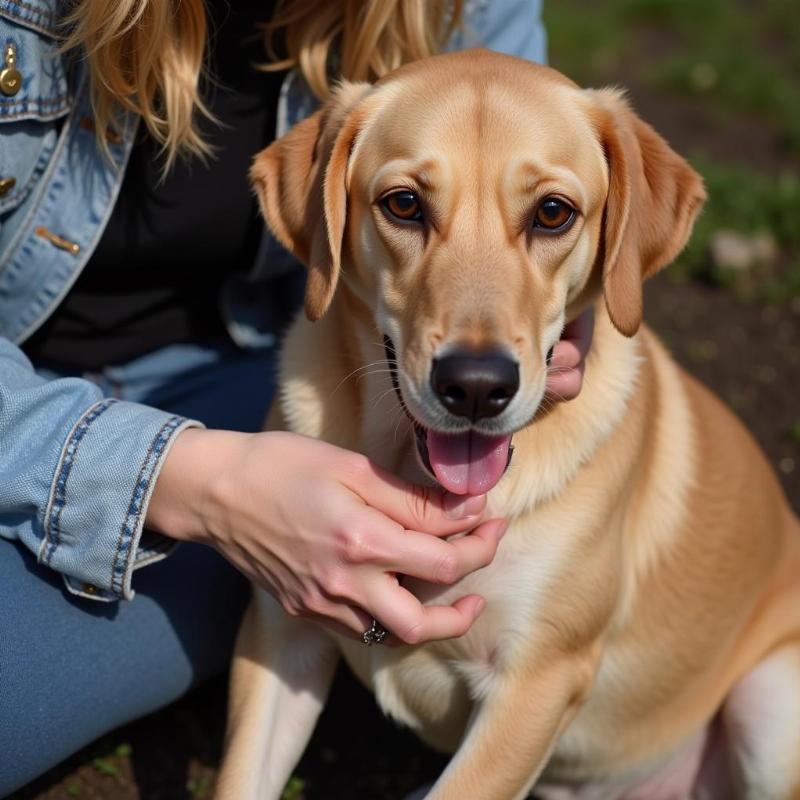 Checking Dog's Wound