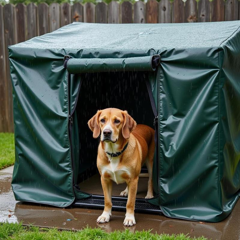 Lucky Dog Kennel Cover Protecting Dog from Rain