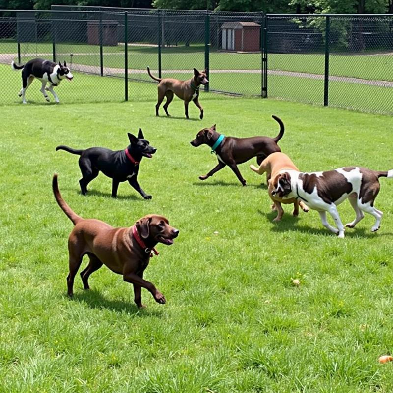 Dogs playing at Massengale Park dog park