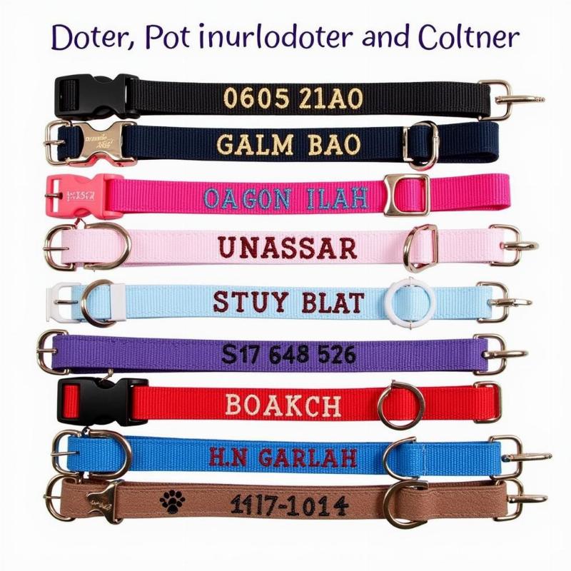 Embroidered dog collar color and design options