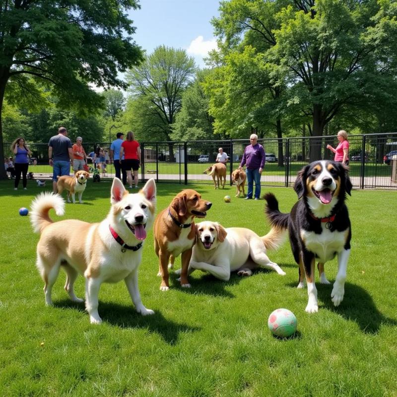 Dogs playing at Menomonee Falls dog park