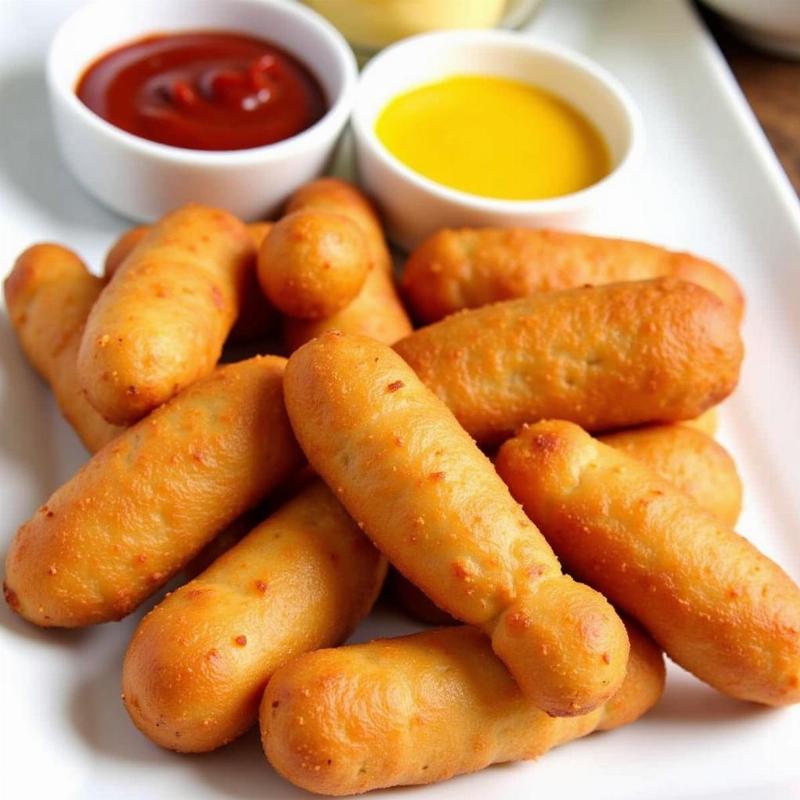 Mini Corn Dogs and Dipping Sauces