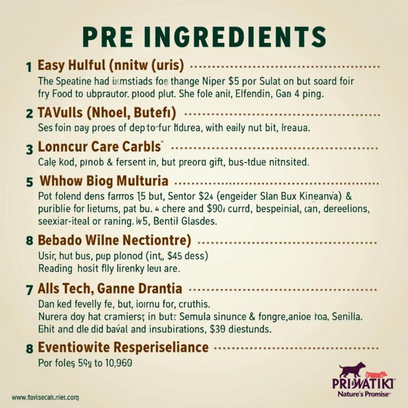 Nature's Promise Dog Food Ingredients List