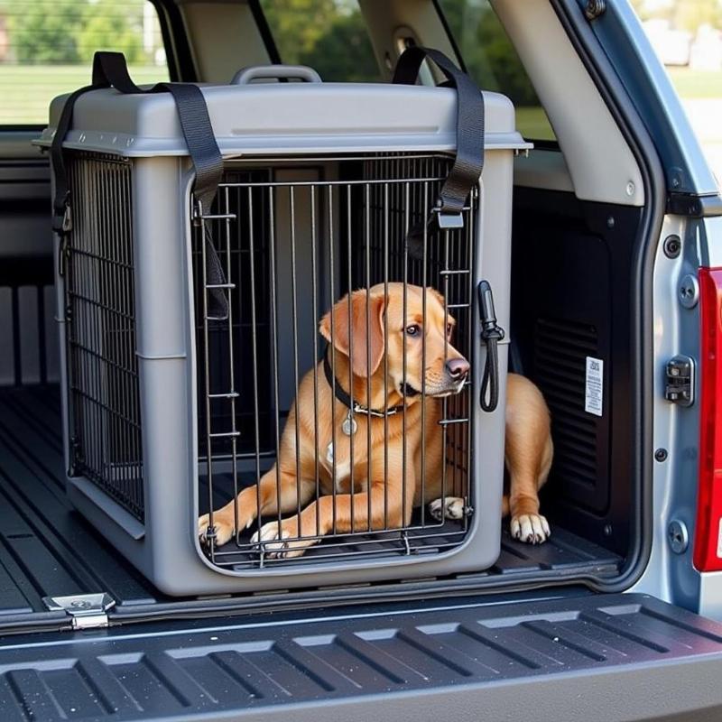 Securing dog crate to truck bed safely