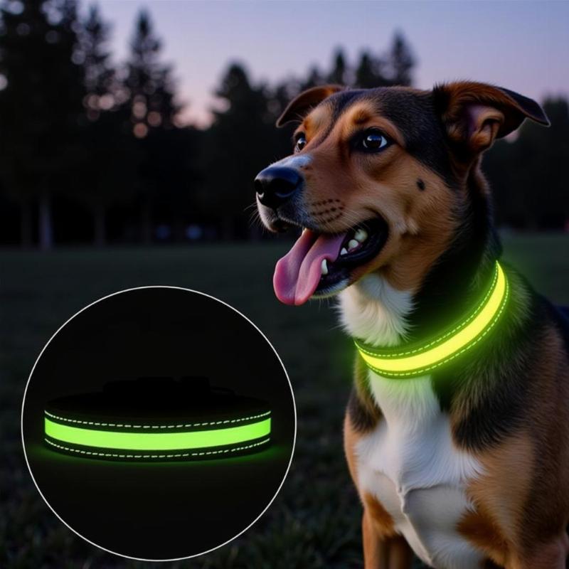 Nylon dog collar with reflective stitching for nighttime visibility