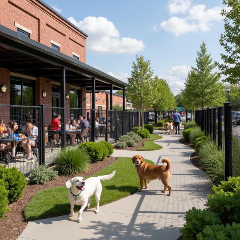 Off-leash dog park at a restaurant in New Braunfels