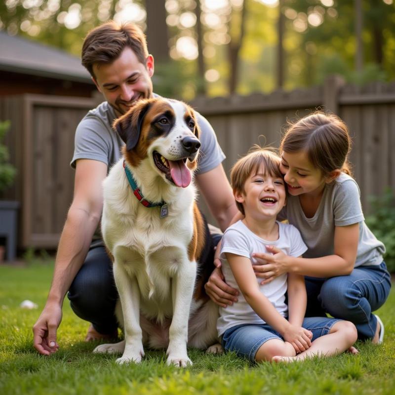 Old Time Farm Shepherd Dog with Family