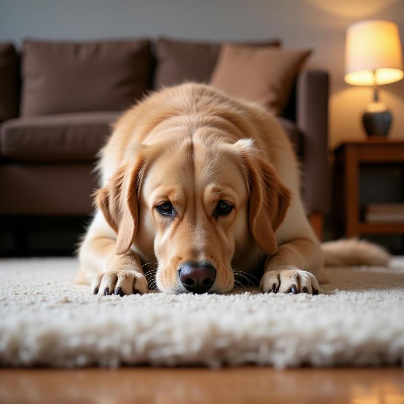 Dog having an accident indoors