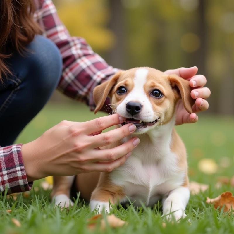 Owner Training Puppy Bite Inhibition