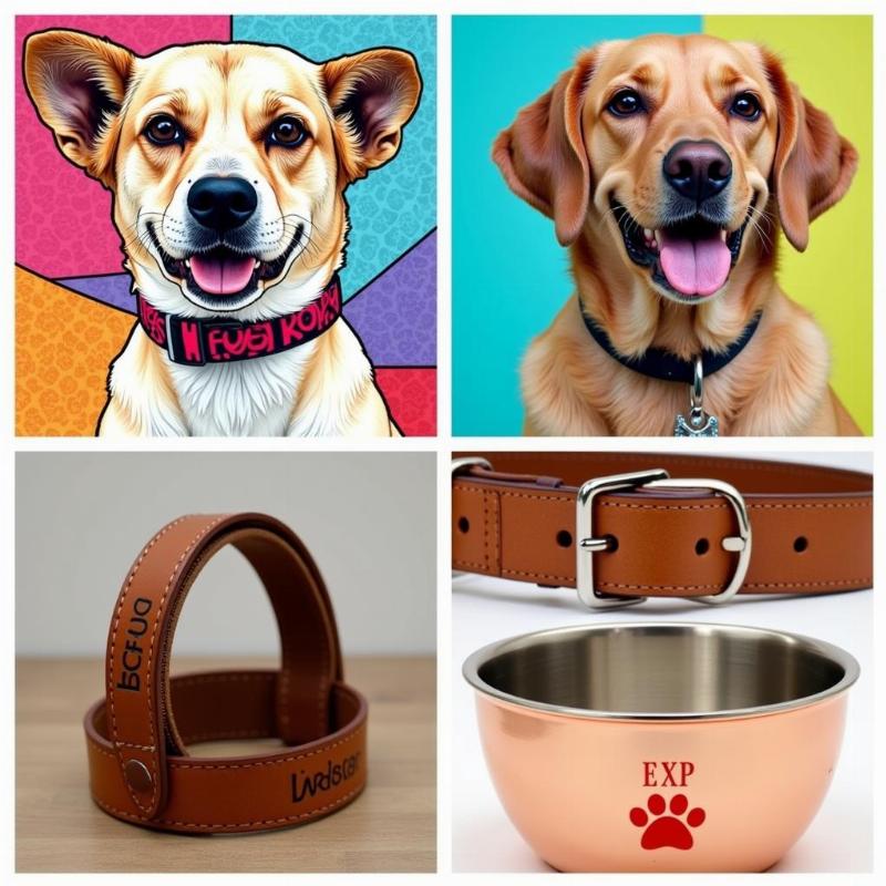 Personalized Dog Gifts: Custom portrait, engraved collar and personalized bowl