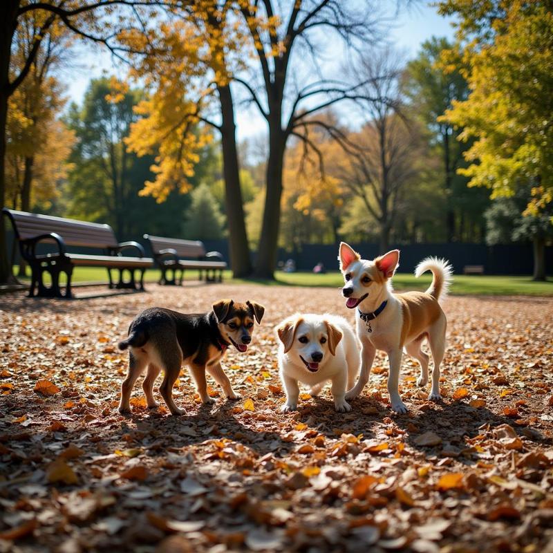 Small dogs socializing at Pioneer Park dog run