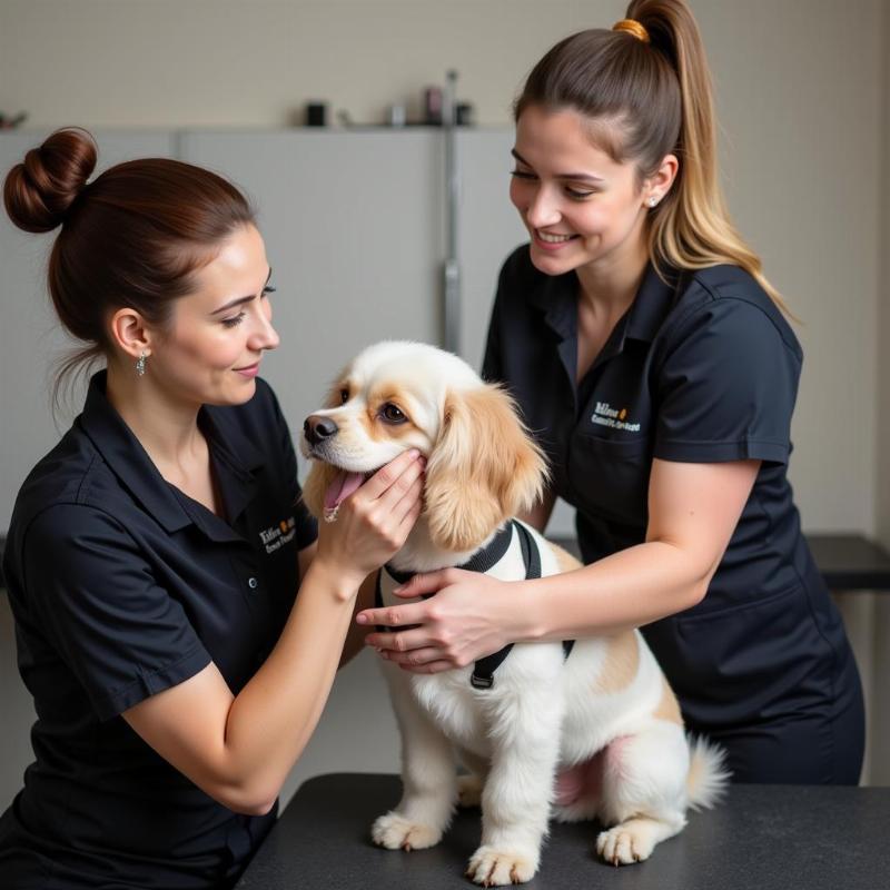 Professional Dog Groomer at Work