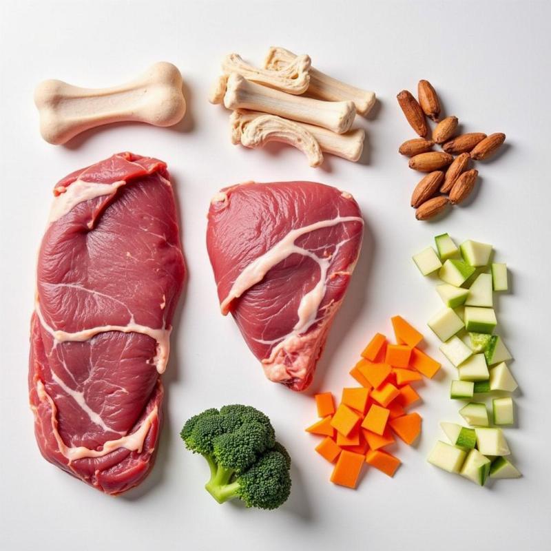 Ingredients for a raw dog food diet