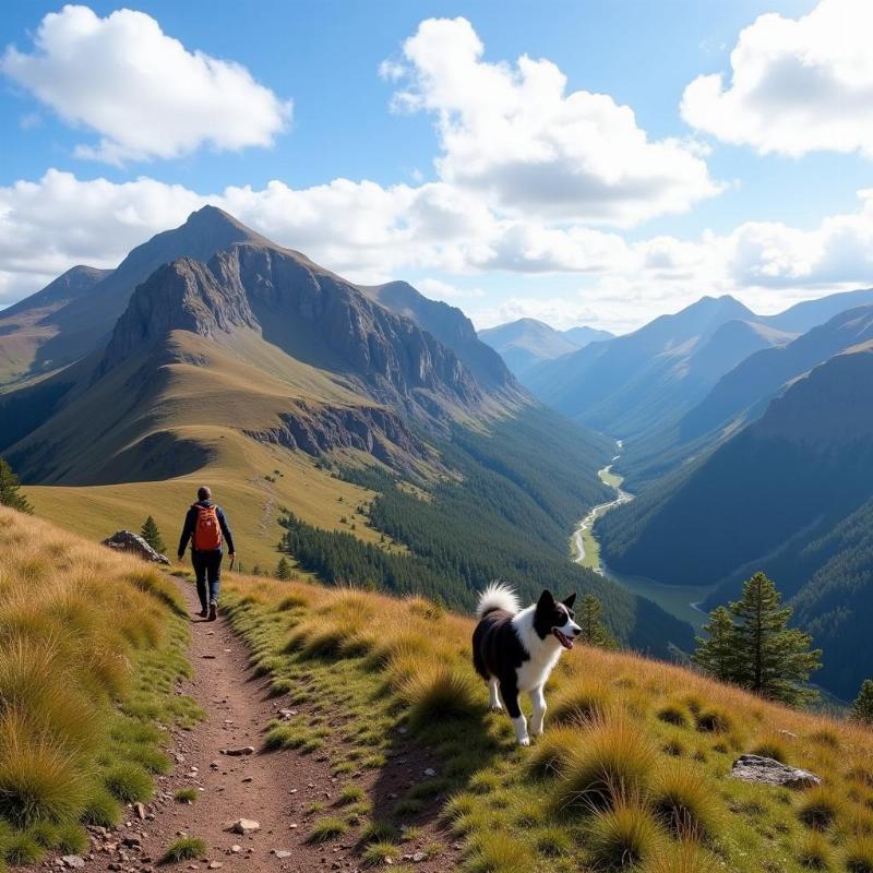 Hiking with a dog in the Scottish Highlands