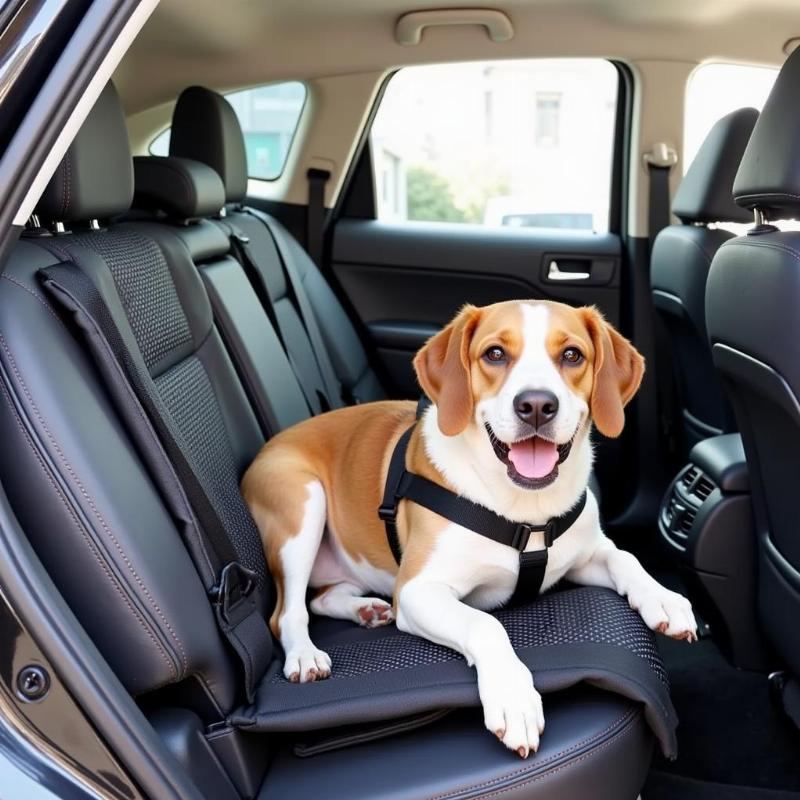 Securing a dog in a back seat extender