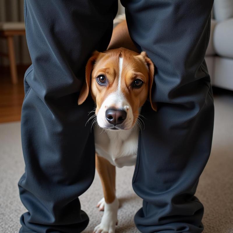 Dog seeking comfort and security