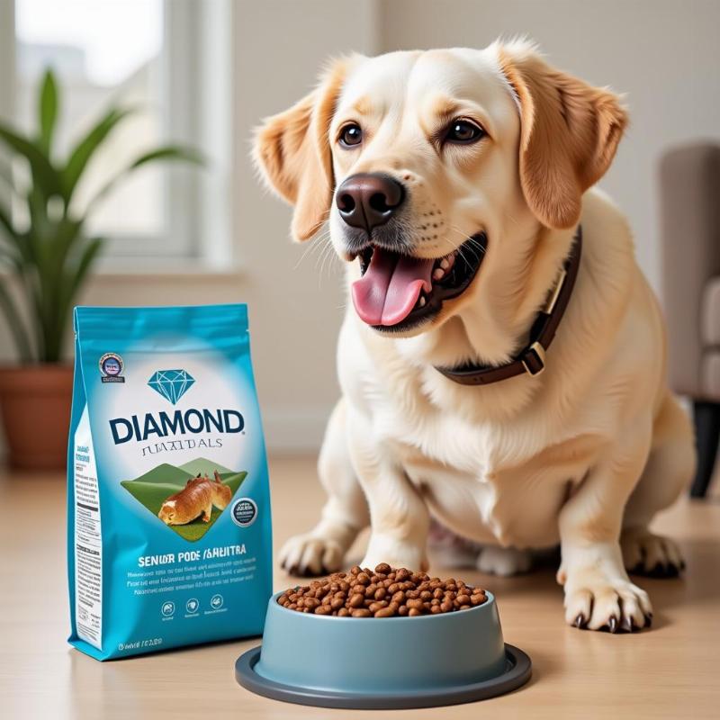 Senior Dog Eating Diamond Naturals