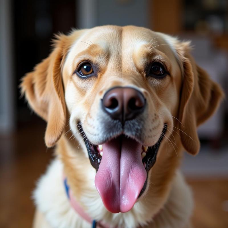 Senior Dog Panting Indoors