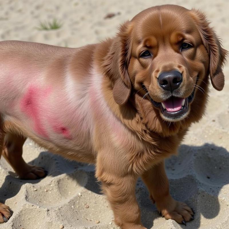 Shaved Newfoundland with Sunburn