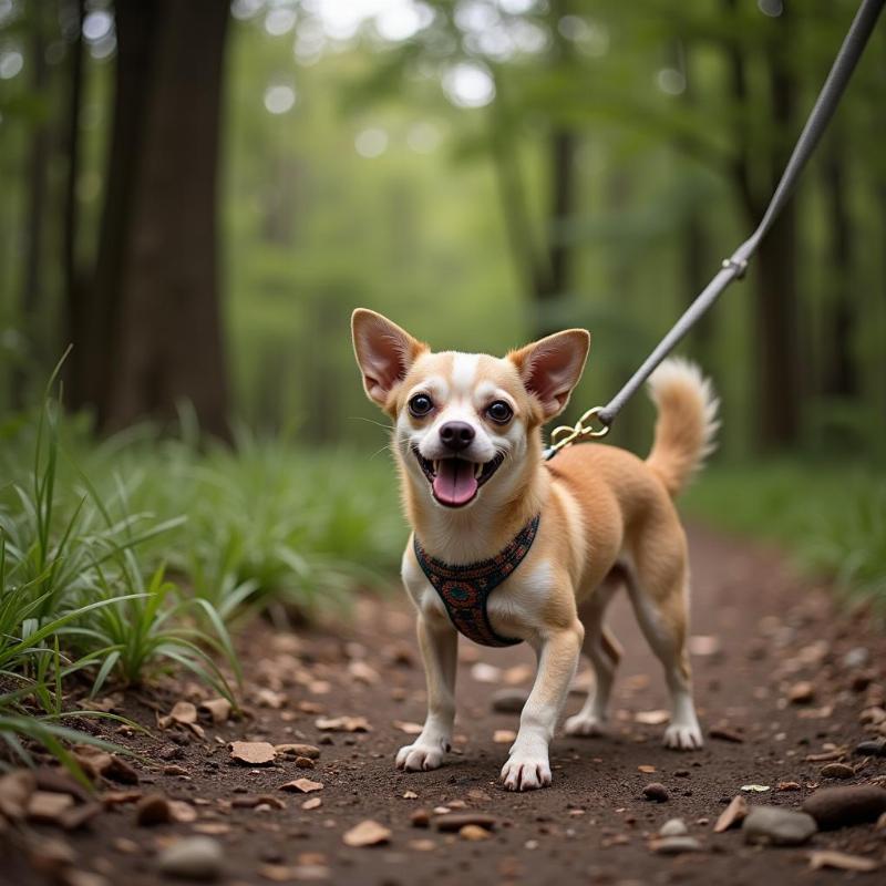 Small Dog Walking in the Woods