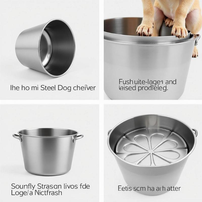 Stainless steel dog bucket showing durability