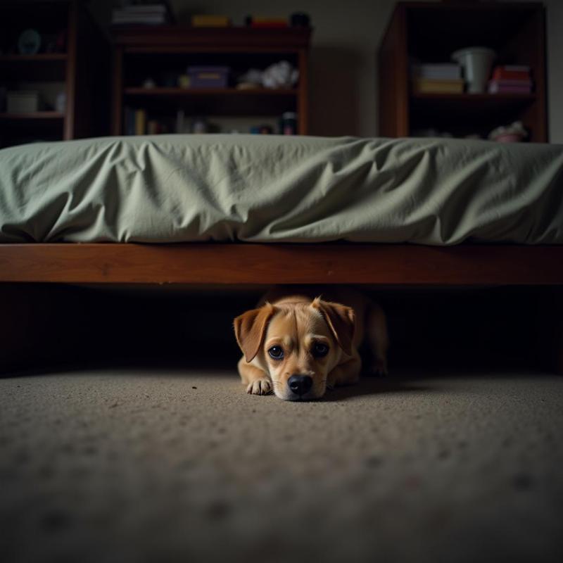 Stressed Dog Hiding