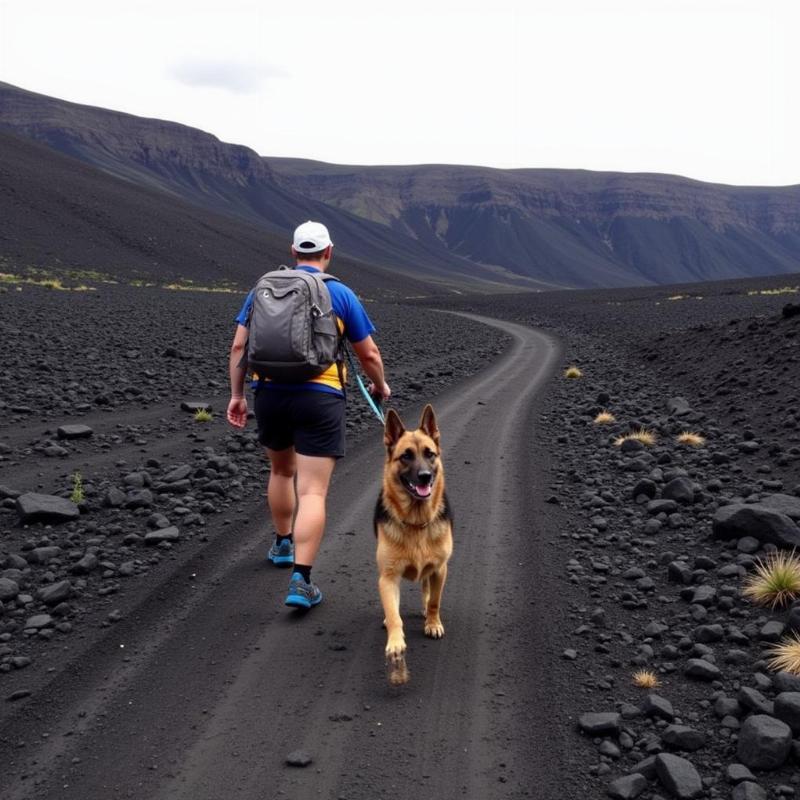 Hiking with a dog at Sunset Crater Volcano National Monument