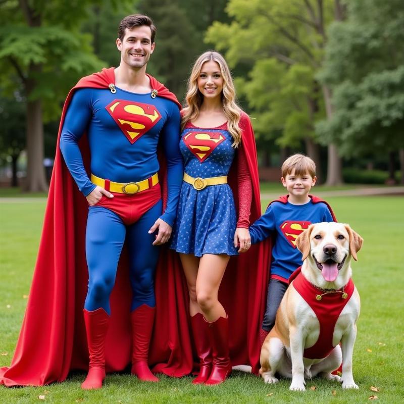 Superhero Family Costume with Dog